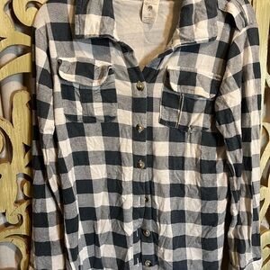 Checkered Button-Up Shirt with Pockets